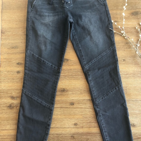 GAP Mid Rise Motto Skinny Jeans w Lace Up Detail - Picture 4 of 8